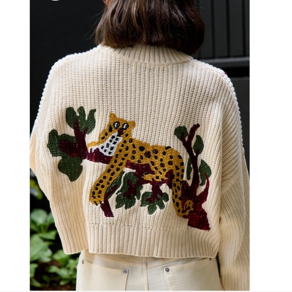 STAUD Cream Knit Half-Zip Sweater NWT Sz S M - Picture 2 of 4